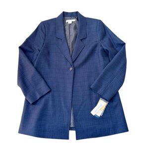 Pendleton Blazer Virgin Wool Career Blue Plaid Classic Womens Size 14 Petite New
